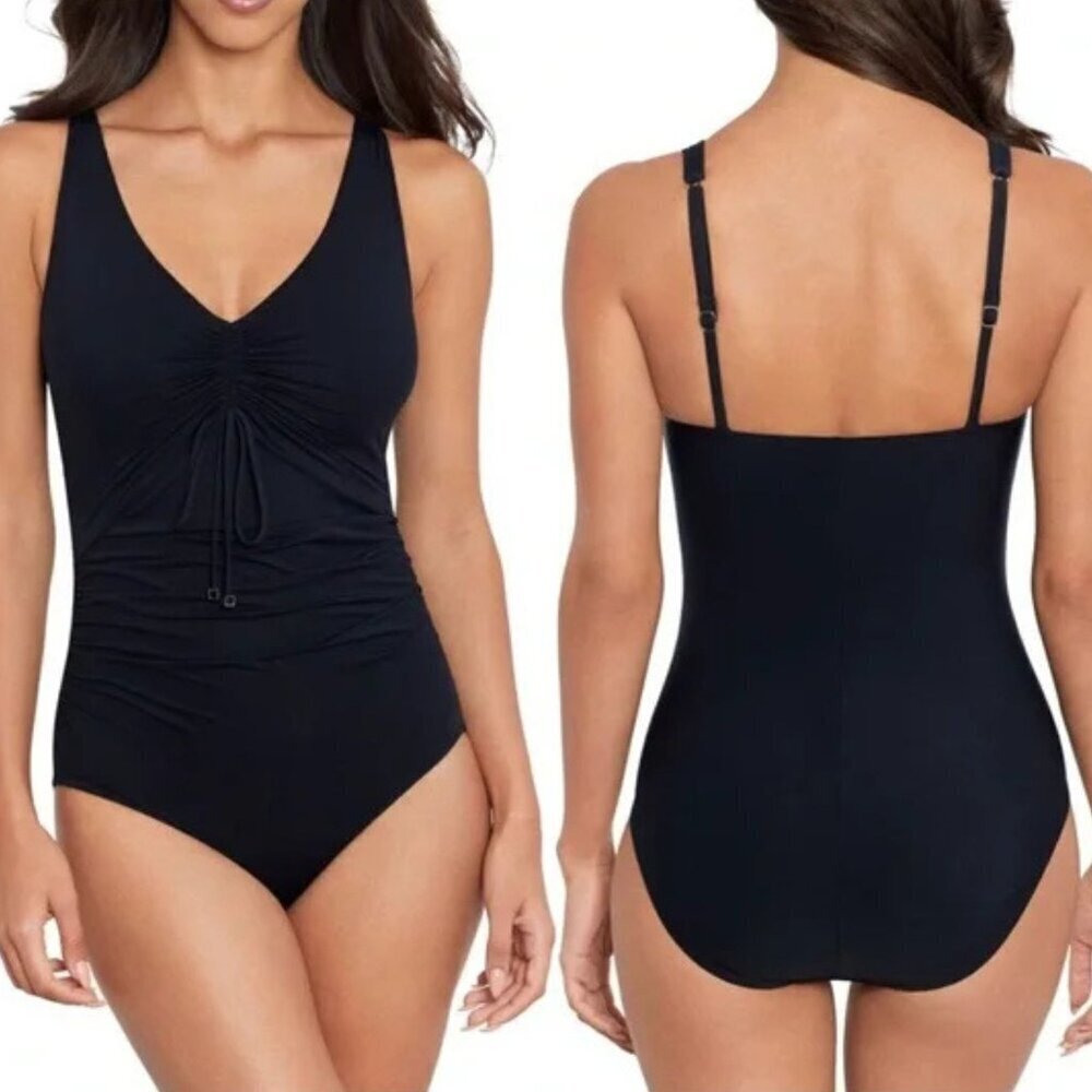 New! Magicsuit Black Sansa Solid One-Piece Swimsuit Size 10 25063